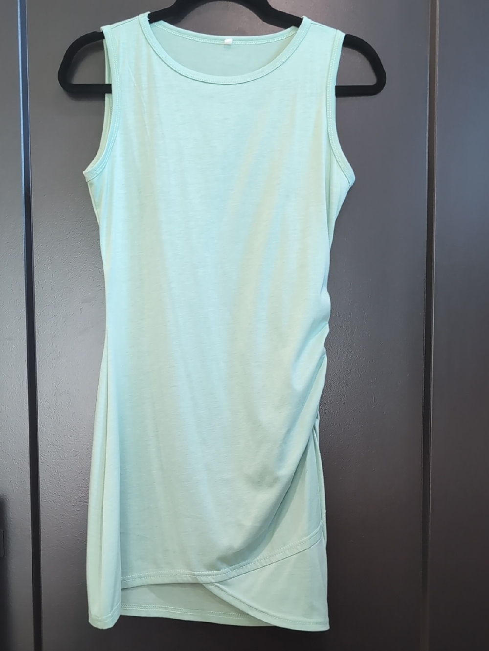 Sleeveless Ruched Side Tank Dress In Mint Green